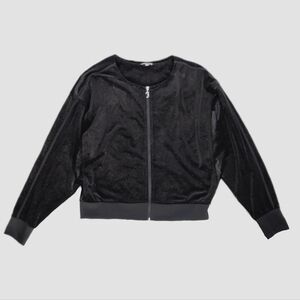 Juicy Couture Black Sparkle Velour Track Jacket Large Zip Up Relaxed Athleisure